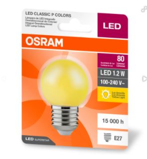 LED BOLINHA AMARELO 1.2W 70lm BIV E27 - OSRAM