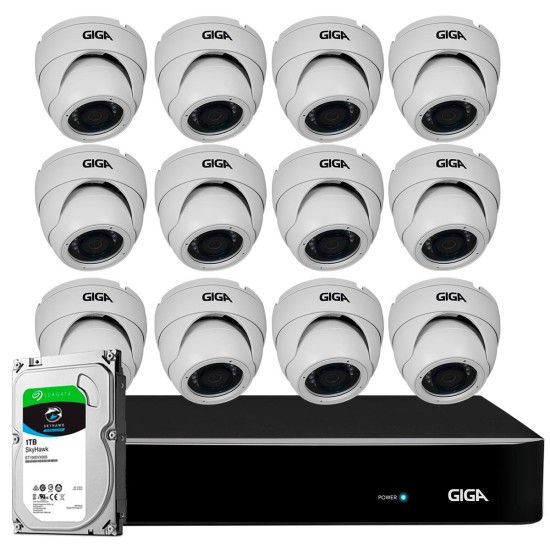 Kit Orion HD 720p 12 Câmeras GS0021 + DVR Giga Security + HD 1TB Skygawk + Acessórios