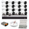 Kit 16 Câmeras de Segurança VHD 1220 B Full Color de Alta Definição Full HD 1080p + DVR Intelbras Full HD MHDX 3116 de 16 Canais + Acessórios