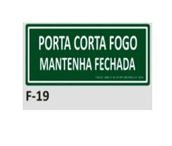 PLACA DE IDENTIFICAÇÃO - PORTA CORTA FOGO F-19 10X23CM