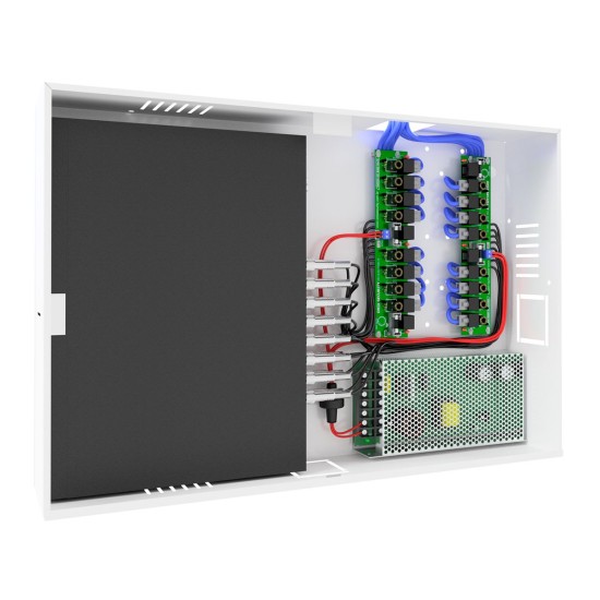 Rack Power Balun HD 8000 8 Ch De Até 5Mp Onix Security Leva Sinal de Video e Alimentação Através Único Cabo e Fonte Inclusa, Organizador Vertical 1806