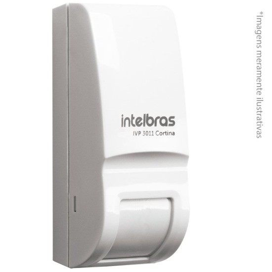 Sensor de Presença Infravermelho IVP 3011 Cortina Intelbras Com Fio Passivo, 2 níveis de sensibilidade, Cobertura com ângulo de 15° e Alcance de 6m