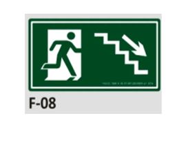 PLACA DE IDENTIFICAÇÃO - SAÍDA ESCADA DESCE Á DIREITA F-08 12X23CM