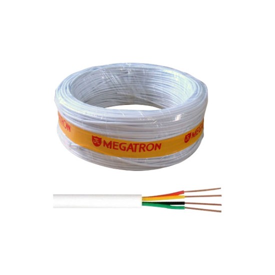 Cabo de Alarme 2 Pares ( 4 fios ) 0,50mm Megatron, Alumínio Cobreado, Ideal para Instalações de Alarme 100m