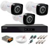 Kit 3 Câmeras + DVR Hikvision + App de Monitoramento, Câmeras Full HD 1080 Lite 25m Infravermelho de Visão Noturna Tudo Forte Completo com Acessórios