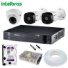 Kit De Câmeras Intelbras Com 2 Bullet Externas e 1 Dome Interna DVR Híbrido MHDX 1104