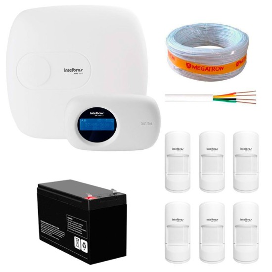 Kit de Alarme Intelbras AMT 2010 com 06 Sensores PET para Animais até 20 Kg Com Fio