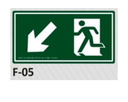 PLACA DE IDENTIFICAÇÃO - SAÍDA ABAIXO A ESQUERDA F-05 12X23CM
