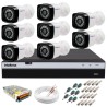 Kit 8 Câmeras + DVR Intelbras + App Grátis de Monitoramento, Câmeras Full HD 1080p 20m Infravermelho de Visão Noturna + Fonte, Cabos e Acessórios 10728