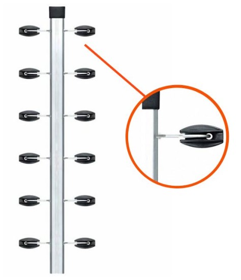 Big Haste Industrial Tubo Quadrado 25x25mm de 1 metro c/ Ganchos e 12 Isoladores "Castanha"