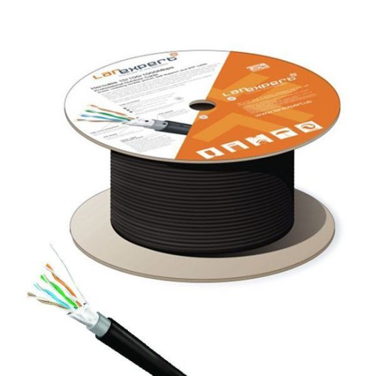 Cabo de Rede LAN Expert Hercules Externo STP Blindado e Dupla Capa CAT 5E - Bobina 1000 Metros