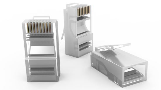 CONECTOR RJ45 MACHO CAT.5E PARA CABO SÓLIDO E FLEXIVEL