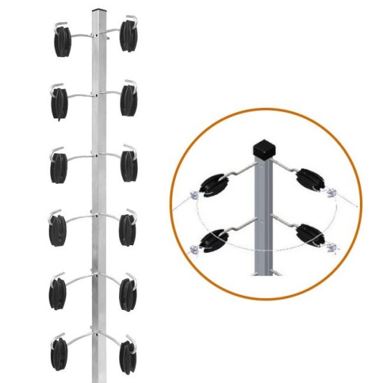 Big Haste Industrial Cantoneira Tubo Quadrado 25x25mm de 1 metro c/ Ganchos e 12 Isoladores "Castanha"