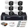Kit 6 Câmeras Tudo Forte Full HD 1080 Lite + DVR Intelbras - Câmeras com 25m Infravermelho de Visão Noturna + Fonte, Cabos e Acessórios