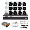 Kit 12 Câmeras de Segurança Full HD Intelbras VHD 1220 B G6 + DVR Intelbras Full HD MHDX 3116 de 16 Canais + Acessórios