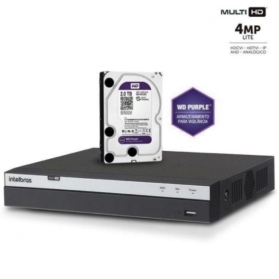 DVR Multi HD Intelbras MHDX 3108 Gravador Digital de Vídeo 8 Canais 4 Megapixel Com HD 2TB WD Purple