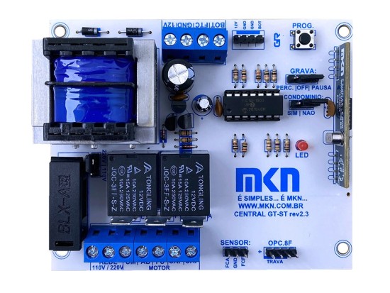 PLACA CENTRAL MKN MOTOR PORTÃO GATTER PECCININ + 2 CONTROLES