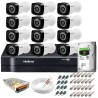 Kit 12 Câmeras + DVR Intelbras + HD 1 TB + App de Monitoramento, Câmeras HD 720p 20m Infravermelho de Visão Noturna + Fonte, Cabos e Acessórios