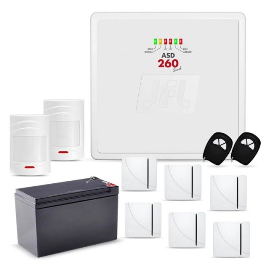 Kit Alarme JFL Completo Com 2 Sensores de Presença e 6 Sensores Magnéticos Sem Fio