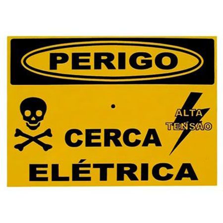 Placa de Advertência para Cerca Elétrica Em Alumínio "Perigo Cerca Elétrica" 13807