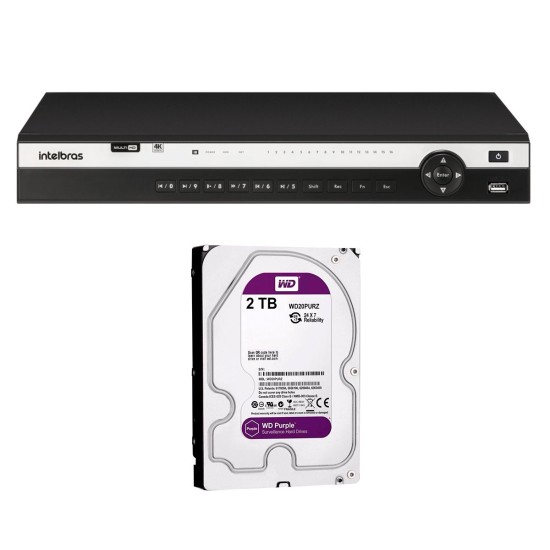DVR Intelbras MHDX 5216 com HD 2TB, 16 Canais 4K 8MP + App de Monitoramento Grátis e Inteligência de Vídeo