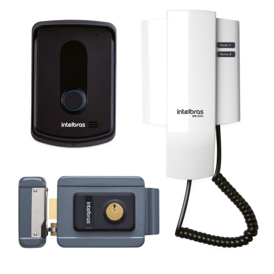 KIT Porteiro Residencial IPR 8010 Intelbras + 1 Monofone + 1 Fechadura FX 2000