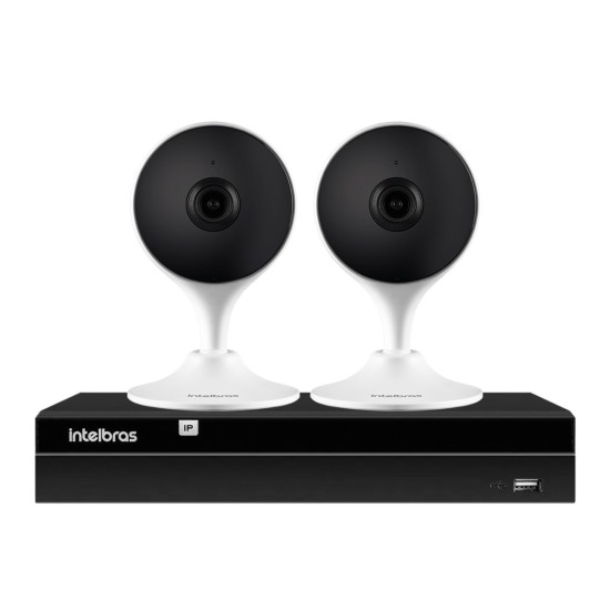 Kit 2 Câmeras com Inteligência Artificial Full HD iM3 Intelbras Branca + 1 NVR Stand Alone 04 Canais 6MP NVD 1304 Intelbras