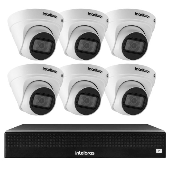 Kit 6 Câmeras VIP 1020 D G2 + NVR Intelbras + App Grátis de Monitoramento, Câmeras HD 720p 20m Infravermelho de Visão Noturna Intelbras