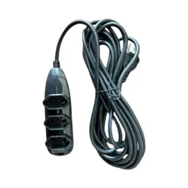 EXTENS�O EL�TRICA 3 TOMADAS 3 PINOS 10A  5M PRETA EXT 3005