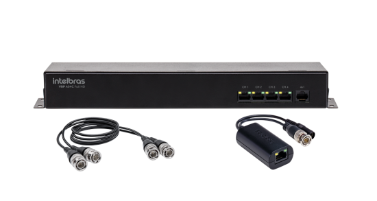 ACESSÓRIOS INTELBRAS BALUN COM ALIMENTAÇÃO DE 4 CANAIS VBP A04C FULL HD