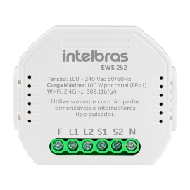 Minicontrolador dimmer inteligente Wi-Fi para 2 interruptores EWS 252 INTELBRAS   - R.P