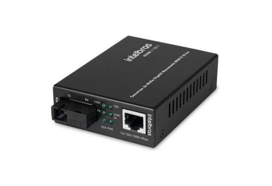 FIBRA ÓPTICA INTELBRAS CONVERSOR DE MÍDIA GIGABIT ETHERNET MONOMODO 20 KM KGSD 1120 B