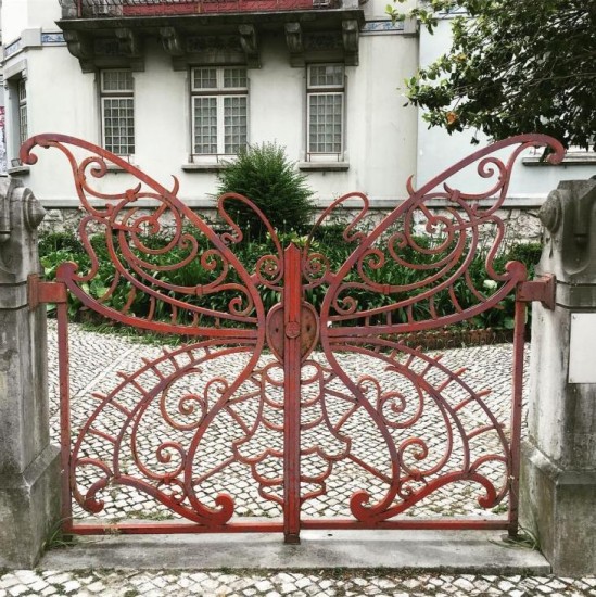 Portão Surpreenda com uma bela borboleta