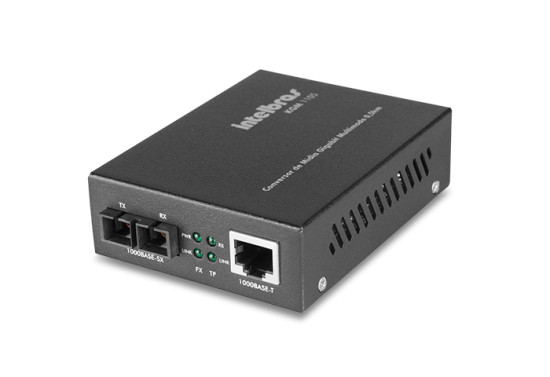 FIBRA ÓPTICA INTELBRAS CONVERSOR DE MÍDIA GIGABIT ETHERNET MULTIMODO 0,5 KM KMG 1105